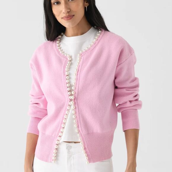 Self-Same Pink Pearl Charlotte Cotton Cardigan Loveshack Fancy - Picture 15 of 16